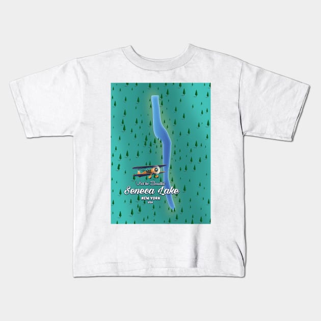 Seneca Lake, NYC lake map Kids T-Shirt by nickemporium1